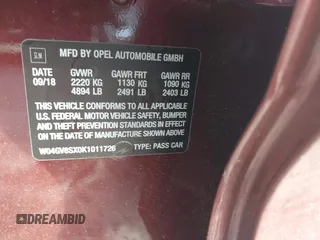 2019 Buick Regal Essence with VIN W04GV8SX0K1011726, listed as a IAAI auction lot 42068715 with 19,595 mi miles and . Bid and sale history available at DreamBid. Image 9.