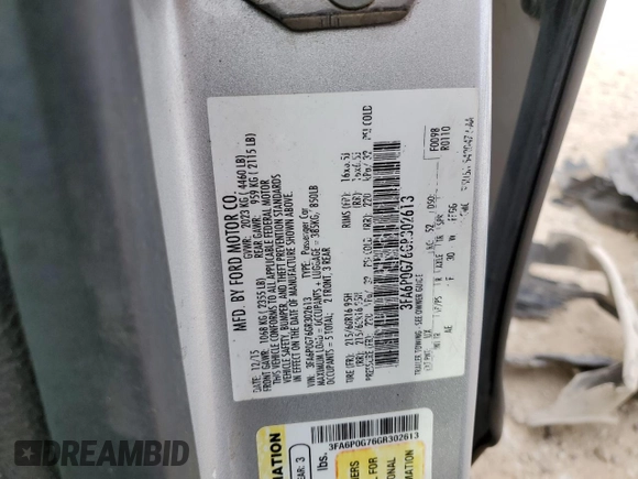 2016 Ford Fusion S with VIN 3FA6P0G76GR302613, listed as a Copart auction lot 82446384 with Not provided miles and Salvage title. Bid and sale history available at DreamBid. Image 13.