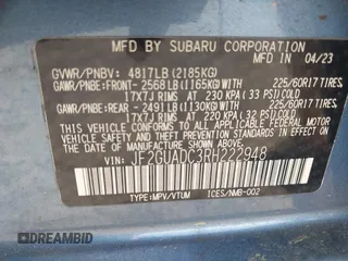 2024 Subaru Crosstrek Premium с VIN JF2GUADC3RH222948, выставлен на аукционе IAAI как лот 42030755 с пробегом Не указан миль и . История ставок и продаж доступна на DreamBid. Изображение 9.