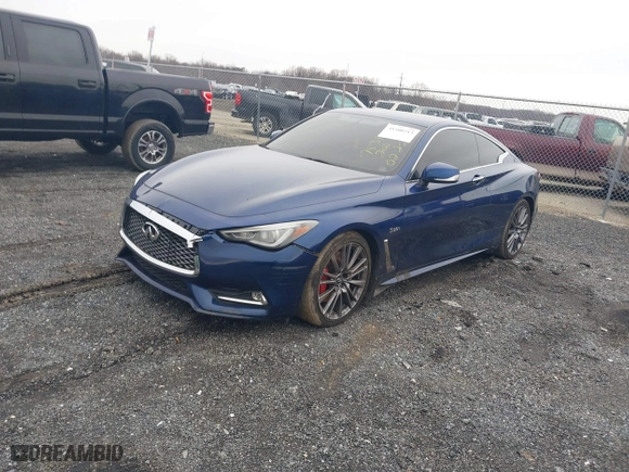 2017 Infiniti Q60 Red Sport 400 with VIN JN1FV7EKXHM610963, listed as a IAAI auction lot 41500213 with 98,585 mi miles. Bid and sale history available at carsss.com. Image 17.