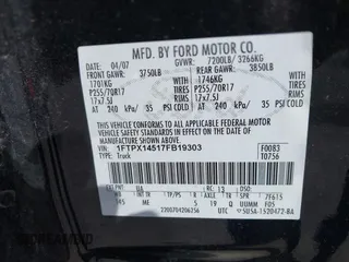2007 Ford F-150 XLT с VIN 1FTPX14517FB19303, выставлен на аукционе IAAI как лот 42676971 с пробегом 246 050 миль миль и . История ставок и продаж доступна на DreamBid. Изображение 9.