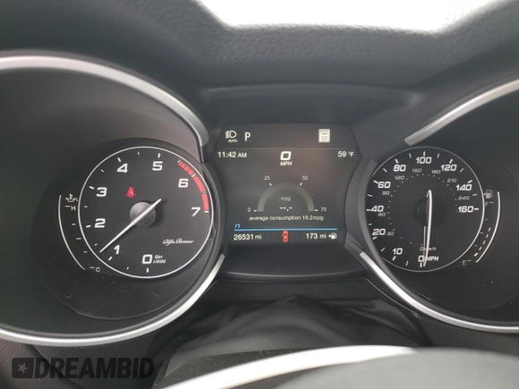 2020 Alfa Romeo Stelvio Ti z VIN ZASPAKBN8L7C76865, wystawiony jako Copart lot #49966655 z przebiegiem 26 531 mil mil oraz Szkody całkowita. Historia ofert i sprzedaży dostępna na DreamBid. Obrazek 9.