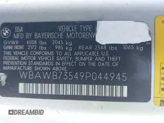 2009 BMW 3 Series 335i с VIN WBAWB73549P044945, выставлен на аукционе IAAI как лот 41556993 с пробегом 185 832 миль миль и . История ставок и продаж доступна на DreamBid. Изображение 9.