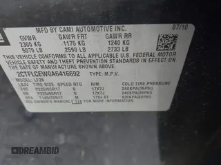 2010 GMC Terrain SLE-1 z VIN 2CTFLCEW0A6416692, wystawiony jako IAAI lot #42165126 z przebiegiem Nie podano mil oraz . Historia ofert i sprzedaży dostępna na DreamBid. Obrazek 9.