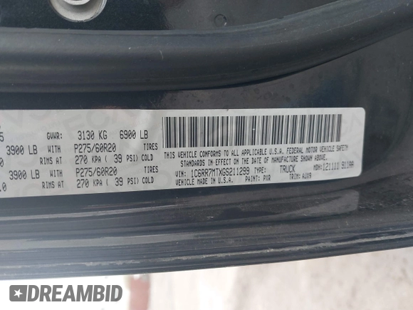 2016 Ram 1500 Sport z VIN 1C6RR7MTXGS211299, wystawiony jako IAAI lot #42006622 z przebiegiem 118 671 mil mil oraz . Historia ofert i sprzedaży dostępna na DreamBid. Obrazek 9.