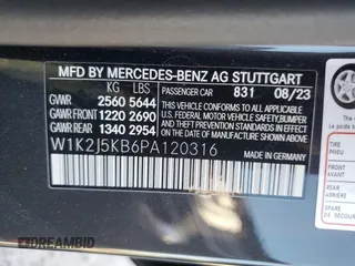 2023 Mercedes-Benz CLS with VIN W1K2J5KB6PA120316, listed as a Copart auction lot 68300484 with 2,483 mi miles and Salvage Title. Bid and sale history available at carsss.com. Image 13.