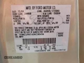 2005 Ford Escape Limited with VIN 1FMCU94145KC80456, listed as a Copart auction lot 59661175 with 197,575 mi miles and Clean title. Bid and sale history available at DreamBid. Image 13.