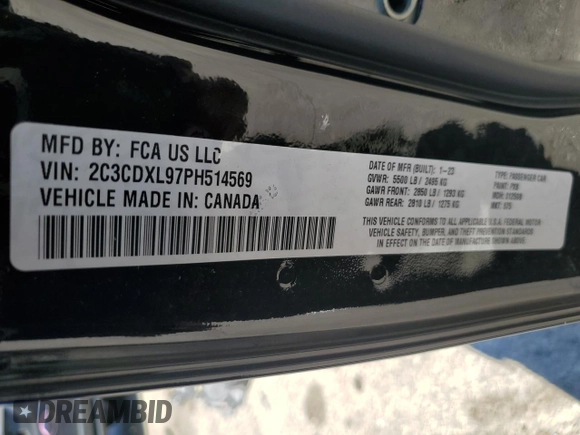 2023 Dodge Charger SRT Hellcat Widebody Jailbreak with VIN 2C3CDXL97PH514569, listed as a Copart auction lot 42081475 with 35,968 mi miles and Salvage Title. Bid and sale history available at carsss.com. Image 13.