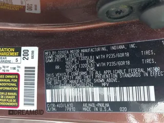 2021 Toyota Sienna Limited z VIN 5TDZRKEC7MS001242, wystawiony jako IAAI lot #42197486 z przebiegiem 99 182 mil mil oraz . Historia ofert i sprzedaży dostępna na DreamBid. Obrazek 9.