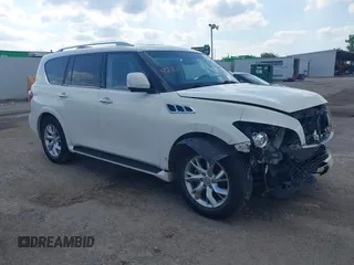 2011 Infiniti QX56 7-passenger z VIN JN8AZ2NFXB9500866, wystawiony jako IAAI lot #42200531 z przebiegiem 118 459 mil mil oraz . Historia ofert i sprzedaży dostępna na DreamBid. Obrazek 1.