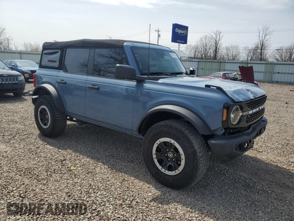 2023 Ford Bronco with VIN 1FMEE5DP0PLB17111, listed as a Copart auction lot 53201215 with 26,093 mi miles and Salvage Title. Bid and sale history available at DreamBid. Image 4.