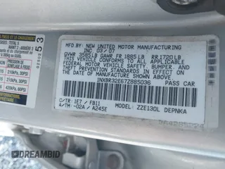 2007 Toyota Corolla CE with VIN 1NXBR32E67Z885036, listed as a IAAI auction lot 41983140 with 204,502 mi miles and . Bid and sale history available at DreamBid. Image 9.