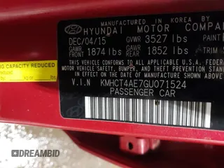 2016 Hyundai Accent SE with VIN KMHCT4AE7GU071524, listed as a IAAI auction lot 41973414 with 97,923 mi miles. Bid and sale history available at carsss.com. Image 9.