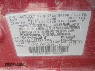 2019 Nissan Note SV with VIN 3N1CE2CP6KL358182, listed as a IAAI auction lot 42095019 with 105,550 mi miles and . Bid and sale history available at DreamBid. Image 9.