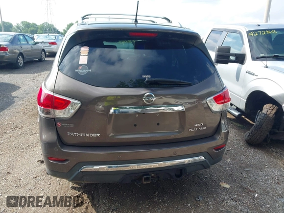 2015 Nissan Pathfinder Platinum with VIN 5N1AR2MM4FC603779, listed as a IAAI auction lot 42731531 with 103,385 mi miles and . Bid and sale history available at DreamBid. Image 16.