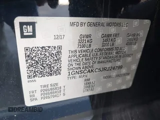 2018 Chevrolet Tahoe LS with VIN 1GNSCAKC5JR224799, listed as a IAAI auction lot 41761362 with 43,016 mi miles and . Bid and sale history available at DreamBid. Image 9.