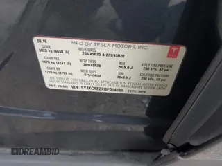 2016 Tesla Model X 70D z VIN 5YJXCAE2XGF014165, wystawiony jako IAAI lot #41474490 z przebiegiem 112 967 mil mil oraz . Historia ofert i sprzedaży dostępna na DreamBid. Obrazek 9.