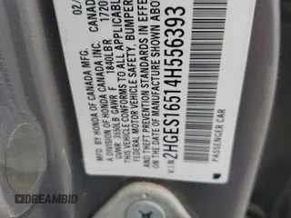 2004 Honda Civic LX z VIN 2HGES16514H556393, wystawiony jako Copart lot #58419375 z przebiegiem 153 990 mil mil oraz Szkoda całkowita • Salvage title. Historia ofert i sprzedaży dostępna na DreamBid. Obrazek 12.