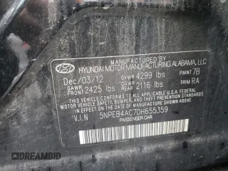 2013 Hyundai Sonata GLS with VIN 5NPEB4AC7DH655359, listed as a Copart auction lot 54078655 with 142,417 mi miles and Clean Title. Bid and sale history available at carsss.com. Image 12.