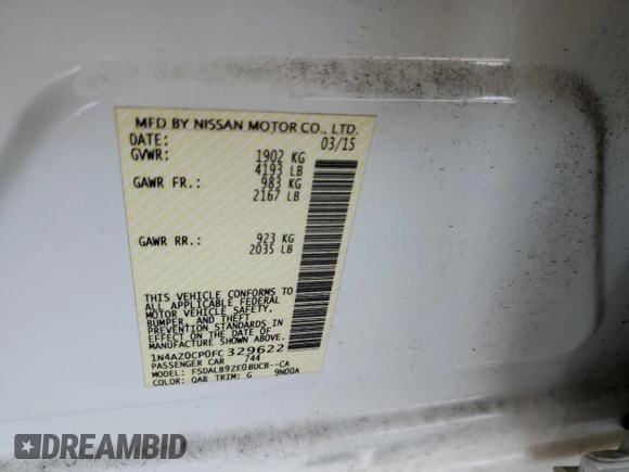 2015 Nissan LEAF S with VIN 1N4AZ0CP0FC329622, listed as a Copart auction lot 53192495 with 78,657 mi miles and Clean Title. Bid and sale history available at carsss.com. Image 12.