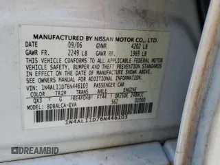 2006 Nissan Altima S with VIN 1N4AL11D76N446103, listed as a Copart auction lot 59372325 with 171,903 mi miles and Salvage title. Bid and sale history available at DreamBid. Image 12.