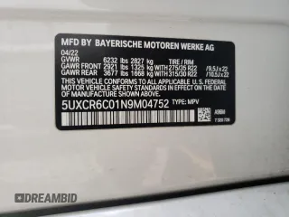 2022 BMW X5 xDrive40i with VIN 5UXCR6C01N9M04752, listed as a Copart auction lot 67649712 with 8,831 mi miles. Bid and sale history available at carsss.com. Image 13.