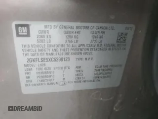 2012 GMC Terrain SLE-2 z VIN 2GKFLSE5XC6298123, wystawiony jako Copart lot #57962025 z przebiegiem 202 459 mil mil oraz Szkoda całkowita • Salvage title. Historia ofert i sprzedaży dostępna na DreamBid. Obrazek 12.