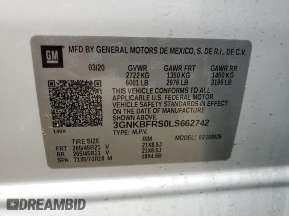 2020 Chevrolet Blazer Premier with VIN 3GNKBFRS0LS662742, listed as a Copart auction lot 41563495 with 78,379 mi miles and Salvage title. Bid and sale history available at DreamBid. Image 15.