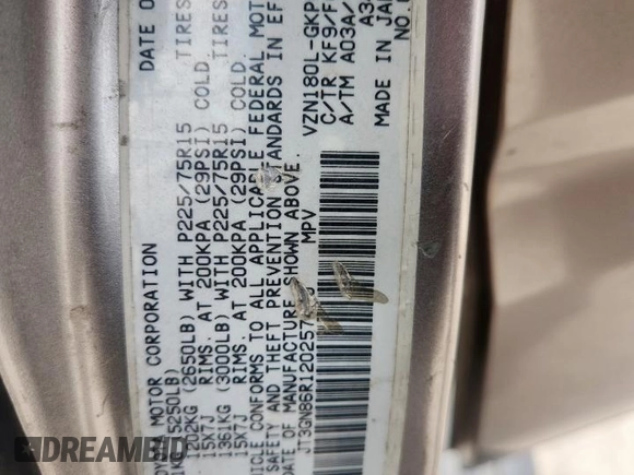 2002 Toyota 4Runner SR5 z VIN JT3GN86R120257440, wystawiony jako Copart lot #58552395 z przebiegiem 264 663 mil mil oraz Szkoda całkowita • Salvage title. Historia ofert i sprzedaży dostępna na DreamBid. Obrazek 13.