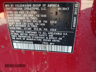 2018 Volkswagen Atlas SEL Premium with VIN 1V2NR2CAXJC532205, listed as a IAAI auction lot 41598269 with 122,975 mi miles and . Bid and sale history available at DreamBid. Image 9.