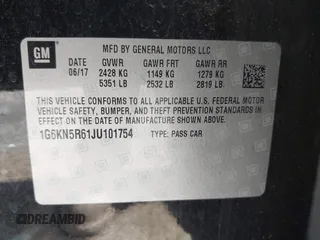 2018 Cadillac CT6 Sport AWD with VIN 1G6KN5R61JU101754, listed as a IAAI auction lot 42128916 with 90,487 mi miles and . Bid and sale history available at DreamBid. Image 9.