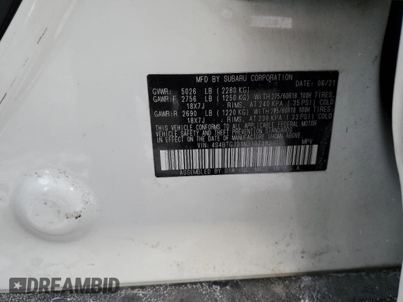 2022 Subaru Outback Onyx XT с VIN 4S4BTGJD1N3107392, выставлен на аукционе Copart как лот 42304265 с пробегом 37 985 миль миль и Списание • Salvage title. История ставок и продаж доступна на DreamBid. Изображение 13.