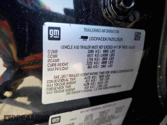 2022 Chevrolet Silverado 1500 LT with VIN 1GCPACEK7NZ512526, listed as a Copart auction lot 75569874 with 15,793 mi miles and Salvage Title. Bid and sale history available at carsss.com. Image 12.