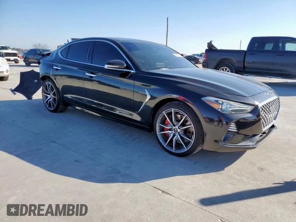 2019 Genesis G70 Advanced with VIN KMTG34LE1KU027824, listed as a Copart auction lot 46900135 with 42,325 mi miles and Salvage title. Bid and sale history available at DreamBid. Image 4.