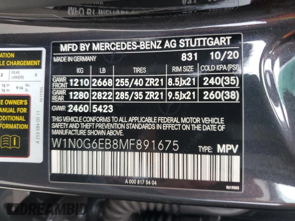 2021 Mercedes-Benz GLC with VIN W1N0G6EB8MF891675, listed as a Copart auction lot 71702724 with 53,998 mi miles and Salvage Title. Bid and sale history available at carsss.com. Image 15.