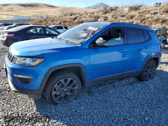 2021 Jeep Compass 80th Anniversary with VIN 3C4NJDEB0MT539277, listed as a Copart auction lot 83716994 with 55,728 mi miles and Salvage title. Bid and sale history available at DreamBid. Image 1.
