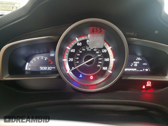 2015 Mazda 3 i SV with VIN JM1BM1T76F1244654, listed as a Copart auction lot 86421194 with 90,830 mi miles and Salvage Title. Bid and sale history available at DreamBid. Image 9.