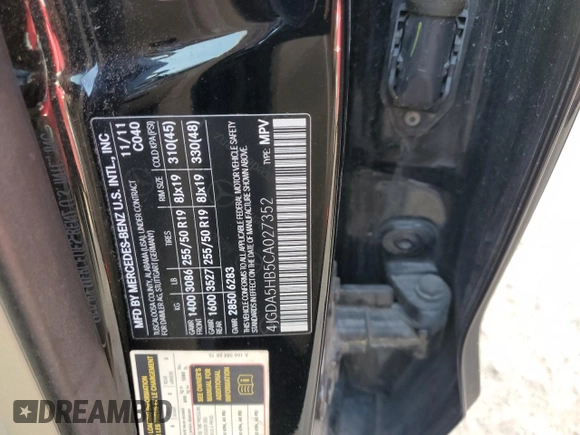 2012 Mercedes-Benz M 350 с VIN 4JGDA5HB5CA027352, выставлен на аукционе Copart как лот 63943855 с пробегом 187 790 миль миль и Чистый • Clean title. История ставок и продаж доступна на DreamBid. Изображение 13.