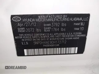 2013 Hyundai Elantra Limited with VIN 5NPDH4AE9DH172712, listed as a IAAI auction lot 42098053 with 191,940 mi miles and . Bid and sale history available at DreamBid. Image 9.