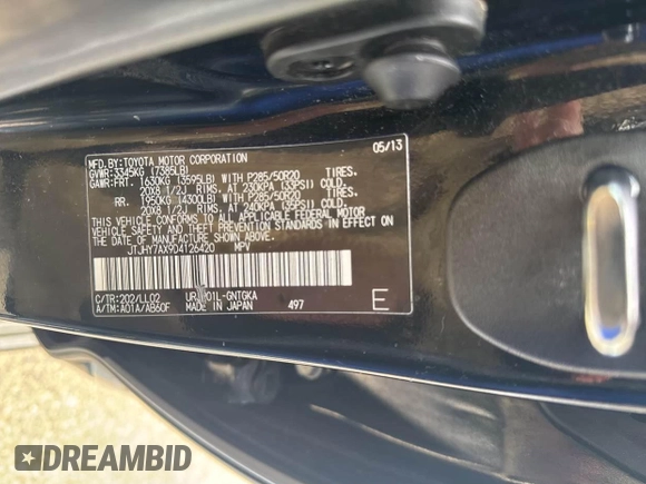 2013 Lexus LX 570 with VIN JTJHY7AX9D4126420, listed as a IAAI auction lot 41794133 with 156,035 mi miles and . Bid and sale history available at DreamBid. Image 9.