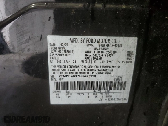 2020 Ford Edge Titanium z VIN 2FMPK4K97LBA67110, wystawiony jako Copart lot #57630365 z przebiegiem 49 646 mil mil oraz Szkoda całkowita • Salvage title. Historia ofert i sprzedaży dostępna na DreamBid. Obrazek 14.