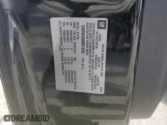 2009 Chevrolet Tahoe 1LT z VIN 1GNFK23099R213783, wystawiony jako Copart lot #54417125 z przebiegiem 153 663 mil mil oraz Szkoda całkowita • Salvage title. Historia ofert i sprzedaży dostępna na DreamBid. Obrazek 13.