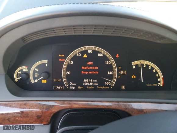 2009 Mercedes-Benz S-Class 5.5L V12 with VIN WDDNG76X69A246403, listed as a Copart auction lot 83614864 with 108,138 mi miles and Clean Title. Bid and sale history available at carsss.com. Image 9.