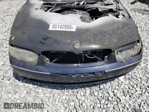 2004 BMW 7 Series 745Li with VIN WBAGN63494DS49538, listed as a Copart auction lot 55142955 with Not provided miles and Non repairable. Bid and sale history available at DreamBid. Image 11.