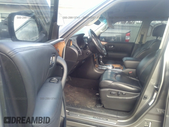 2011 Infiniti QX56 7-passenger with VIN JN8AZ2NE5B9005465, listed as a IAAI auction lot 40454970 with 1 mi miles. Bid and sale history available at carsss.com. Image 5.
