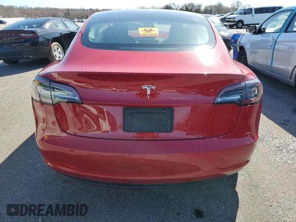 2022 Tesla Model 3 with VIN 5YJ3E1EA8NF187289, listed as a Copart auction lot 51070155 with 106,072 mi miles and Salvage Title. Bid and sale history available at carsss.com. Image 6.