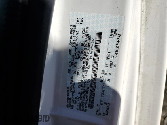 2011 Ford Econoline Passenger XL with VIN 1FBNE3BL3BDB11156, listed as a Copart auction lot 78824454 with 65,297 mi miles and Salvage Title. Bid and sale history available at carsss.com. Image 12.