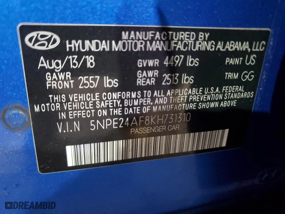 2019 Hyundai Sonata SE with VIN 5NPE24AF8KH731310, listed as a Copart auction lot 46824025 with 112,630 mi miles and Salvage Title. Bid and sale history available at carsss.com. Image 12.