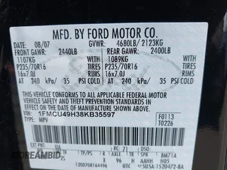 2008 Ford Escape Hybrid z VIN 1FMCU49H38KB35597, wystawiony jako IAAI lot #42225617 z przebiegiem 82 171 mil mil oraz . Historia ofert i sprzedaży dostępna na DreamBid. Obrazek 9.