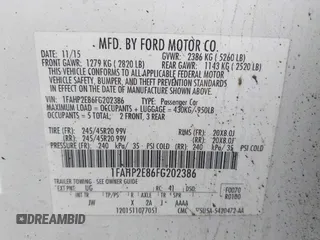 2015 Ford Taurus SEL z VIN 1FAHP2E86FG202386, wystawiony jako IAAI lot #42061925 z przebiegiem 123 475 mil mil oraz . Historia ofert i sprzedaży dostępna na DreamBid. Obrazek 9.